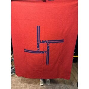 Vintage TWA‎ First Class Blanket Throw Travel Red Blue Acrilan Western Germany